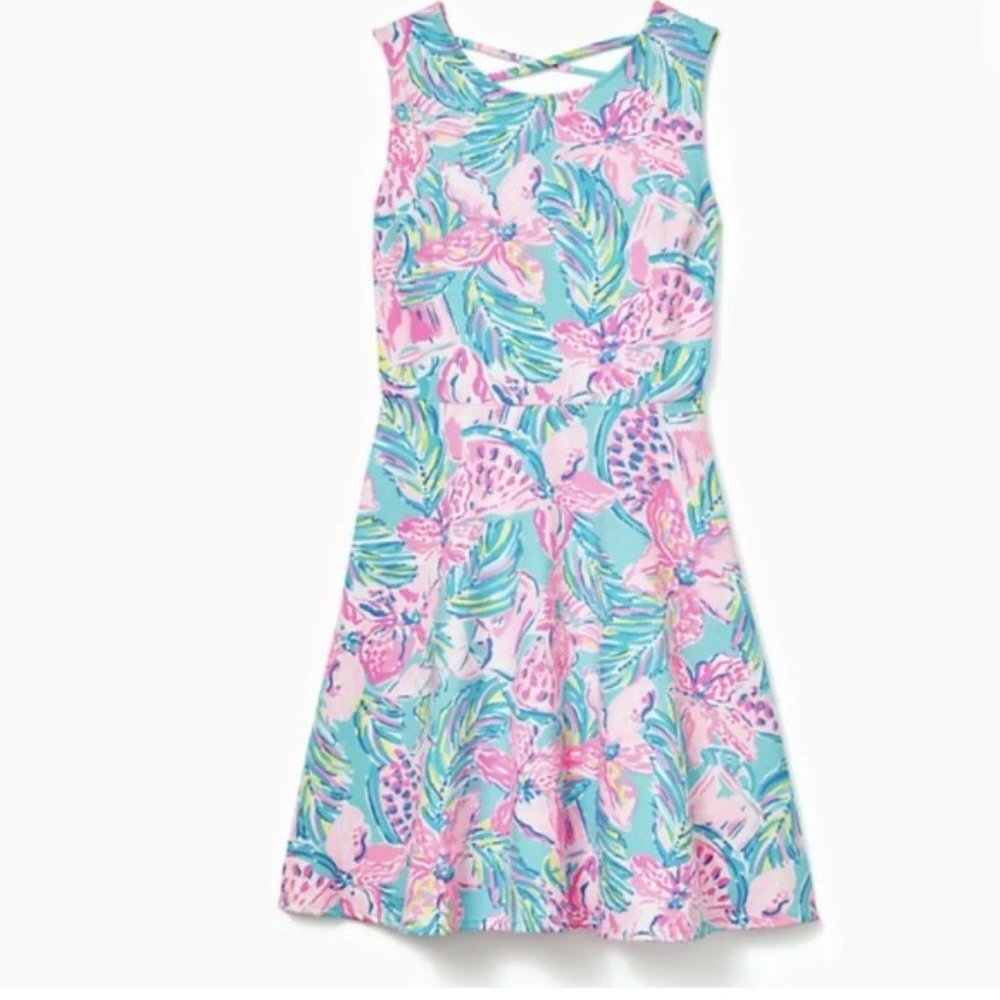 Lilly Pulitzer Girls Carice Dress Blue Ibiza Gimme The Juice size 14 NWT